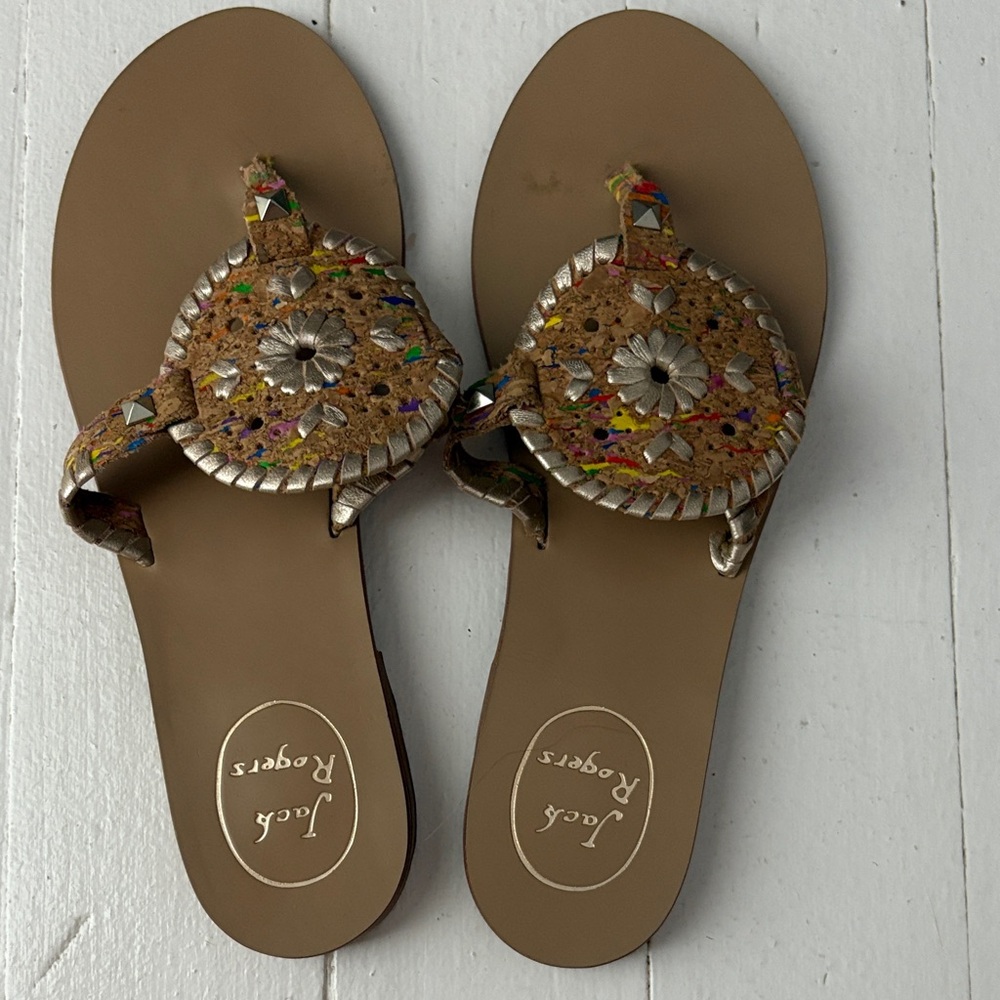 Jack Rogers Gold and Multicolor Women's Sandals